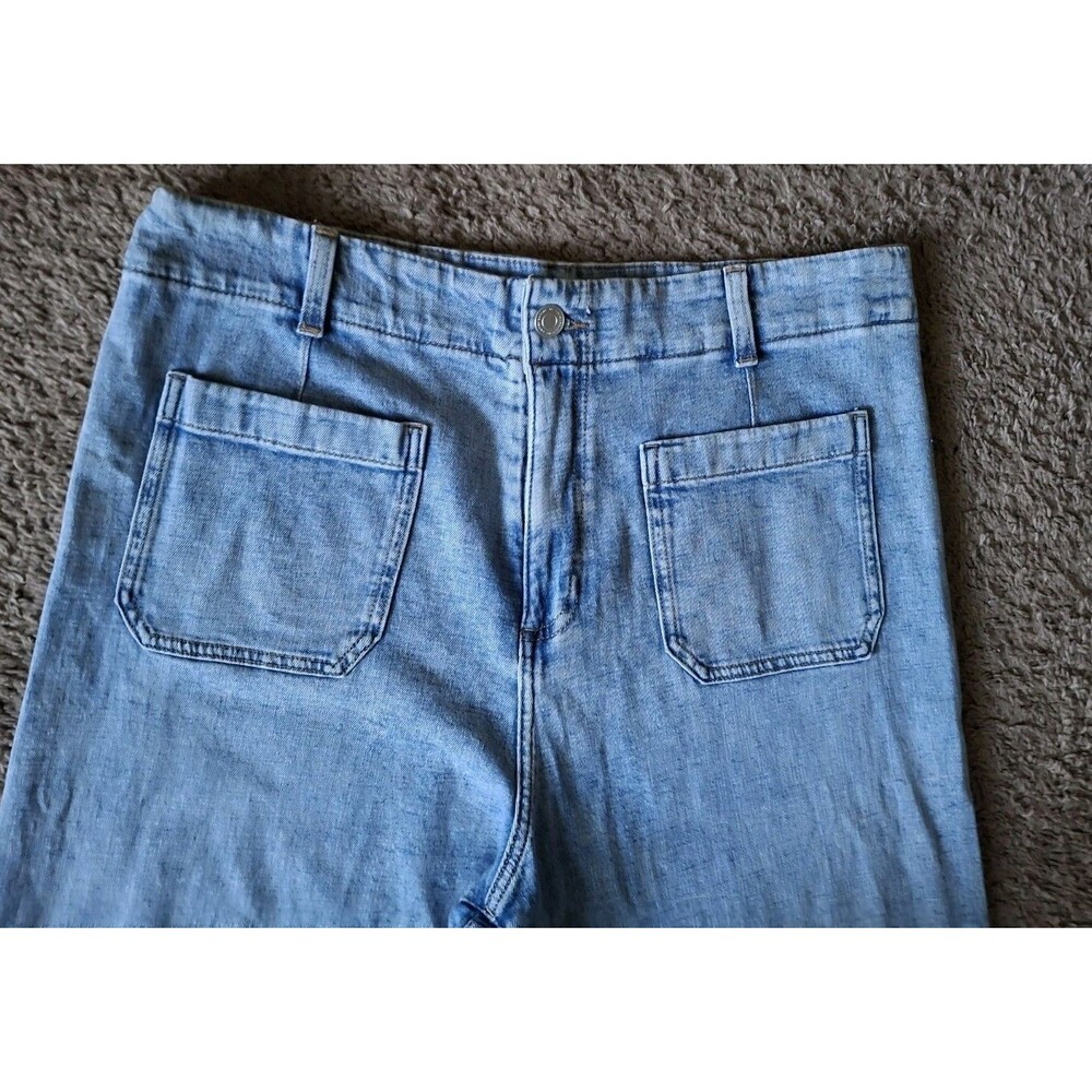 Lauren Conrad Super High Rise Wide Leg Denim Jeans Womens Sz 16 Front Pockets - Picture 4 of 8